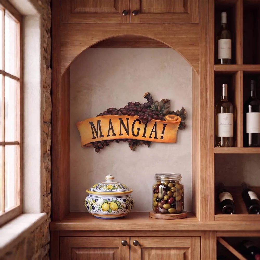 Mangia Italian Signs Grape Wall Sculpture