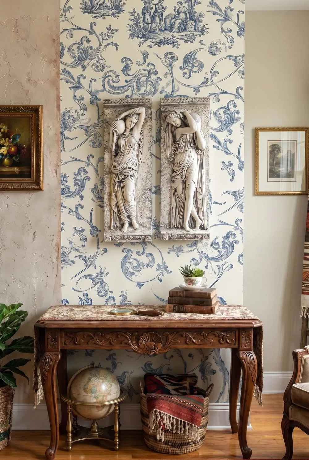 Water Maidens Frieze Wall Sculptures: Set of Two