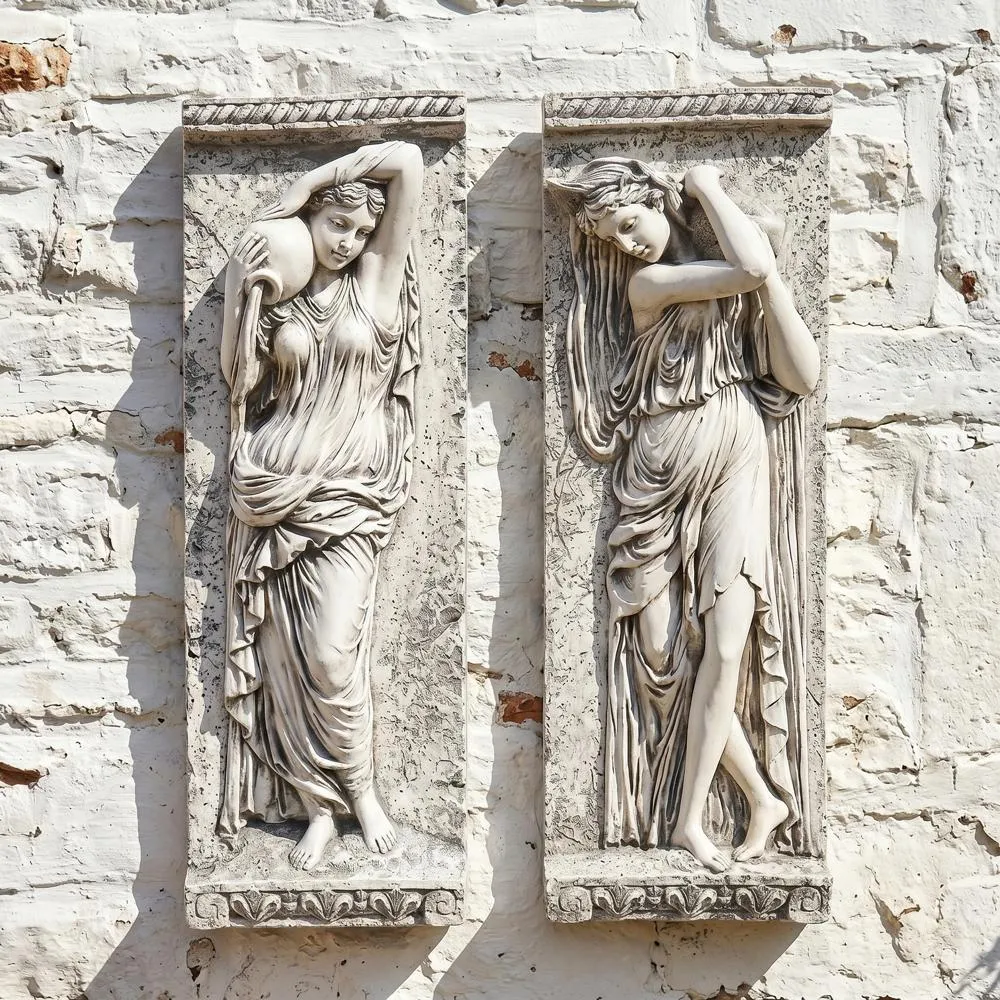 Water Maidens Frieze Wall Sculptures: Set of Two