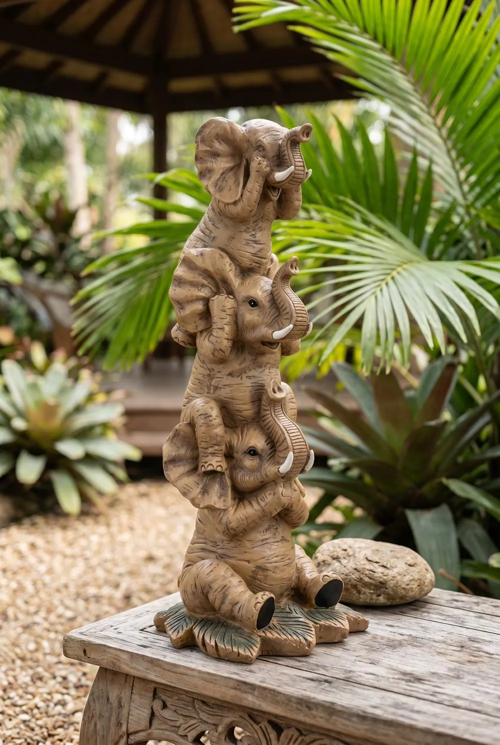 The Hear-No, See-No, Speak-No Evil Elephants Statue: Large