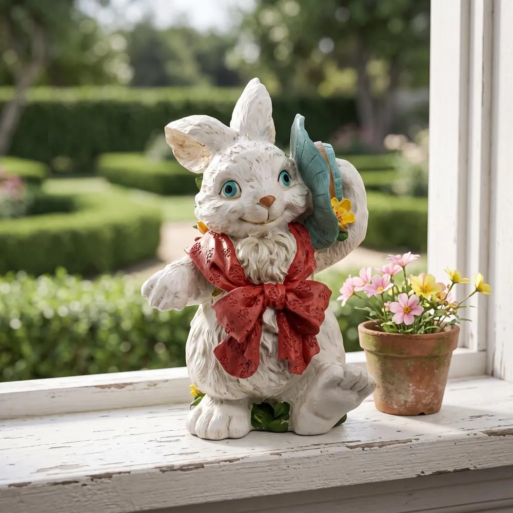Constance with her Easter Bunny Bonnet Rabbit Statue