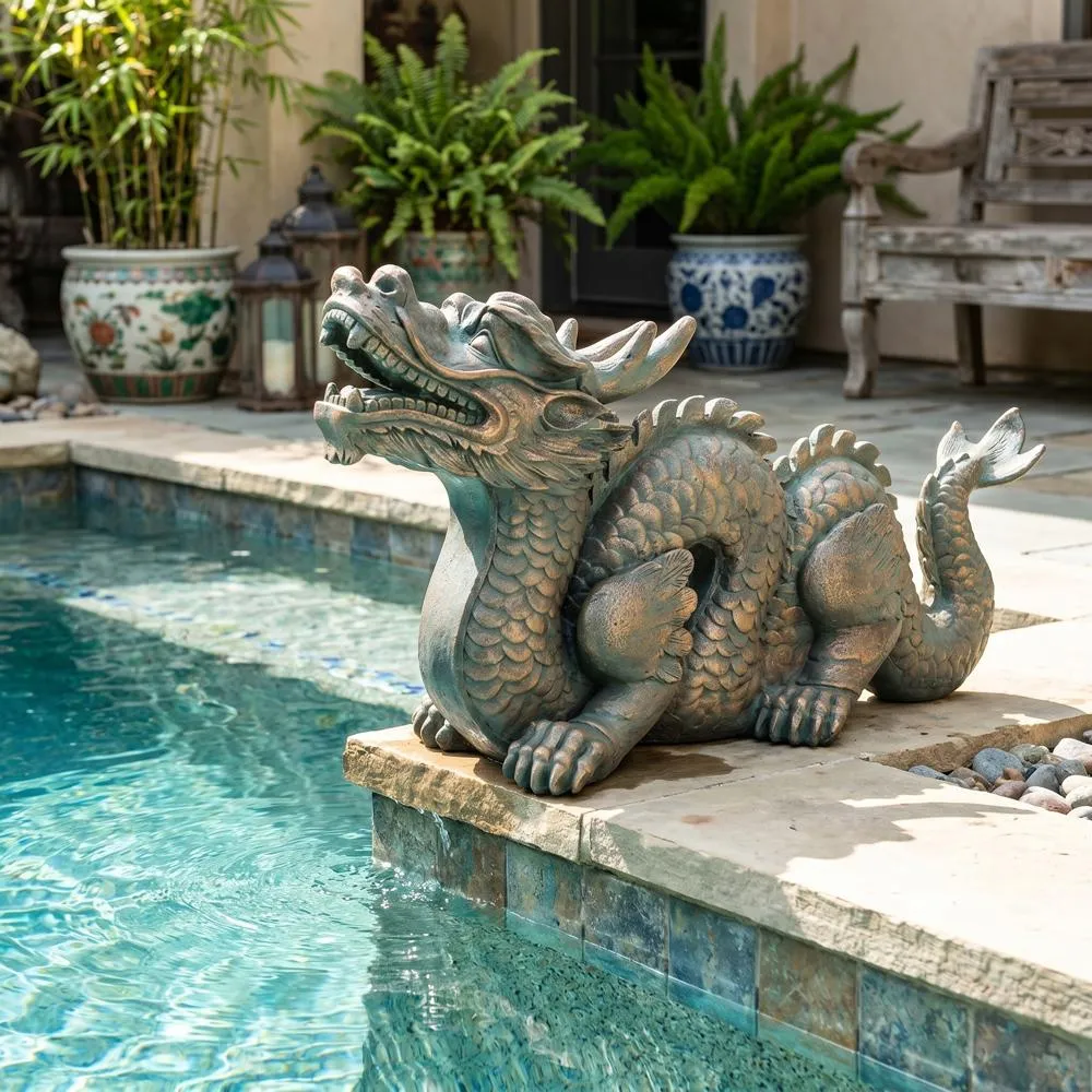 Asian Dragon of the Great Wall Statue: Large