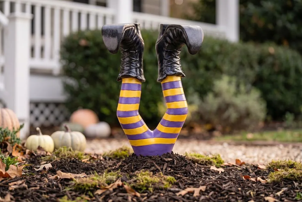 Crash Landing Wicked Witch Legs Garden Stake Statue