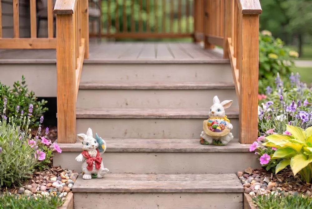 Constance and Mortimer Easter Rabbit Statues