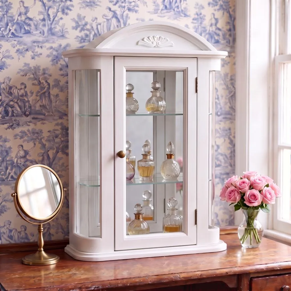 Rosedale Hardwood Wall Curio Cabinet: Lily White Finish
