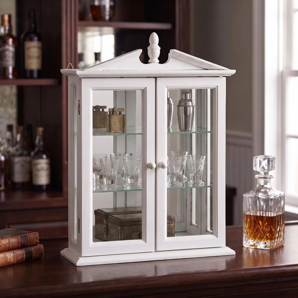 Amesbury Manor Hardwood Wall Curio Cabinet: Lily White Finish