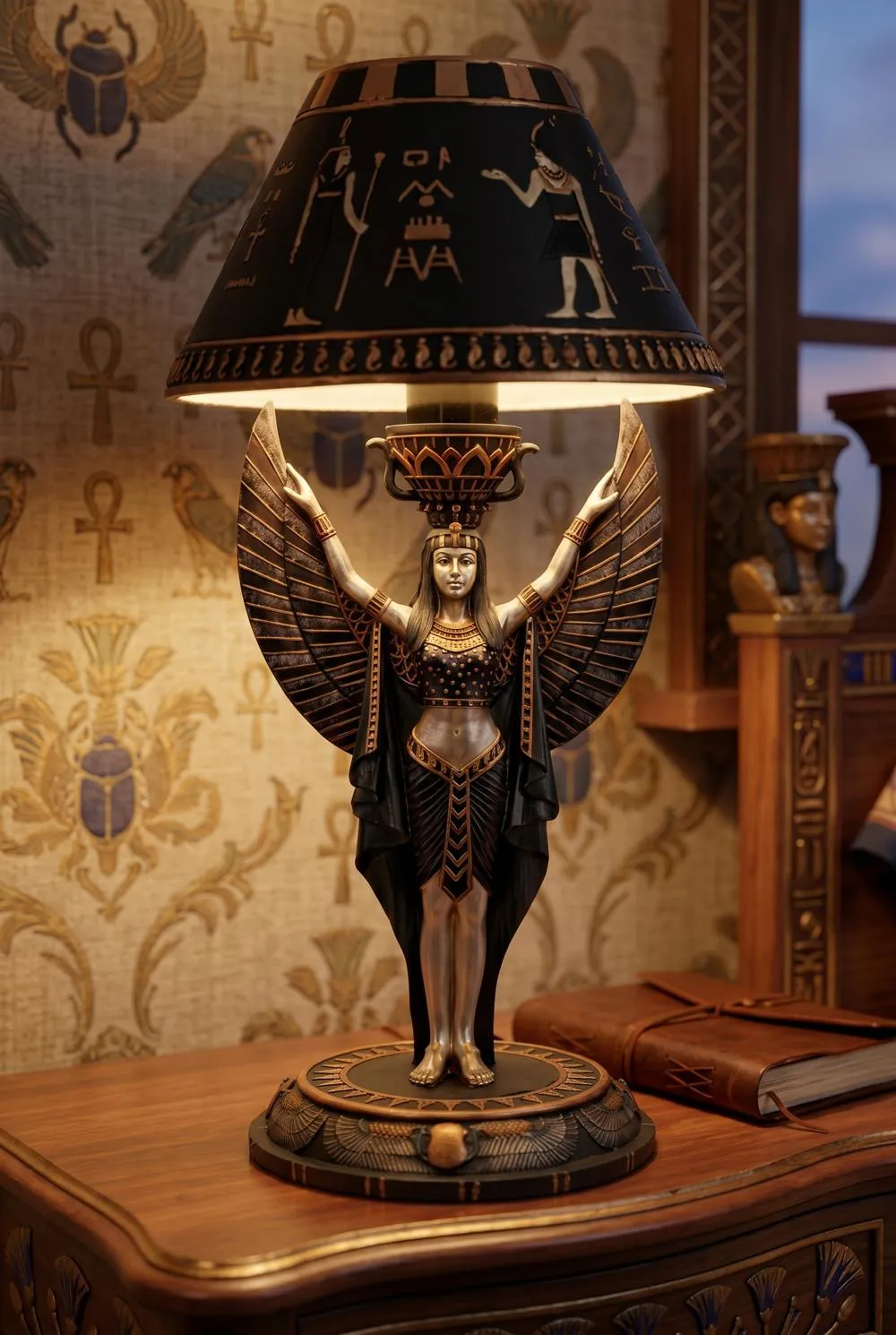 Isis Egyptian Goddess Sculptural Table Lamp: Each