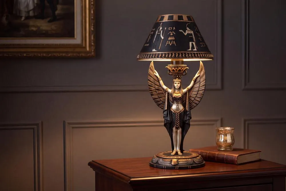 Isis Egyptian Goddess Sculptural Table Lamp: Each