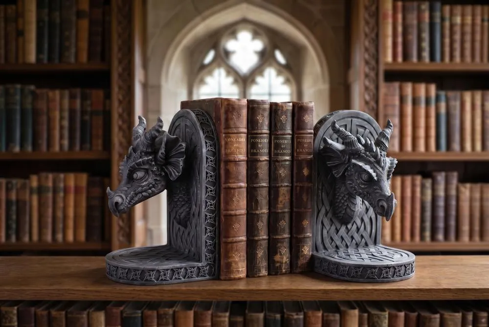 Gray Friar Medieval Dragon Bookend Set