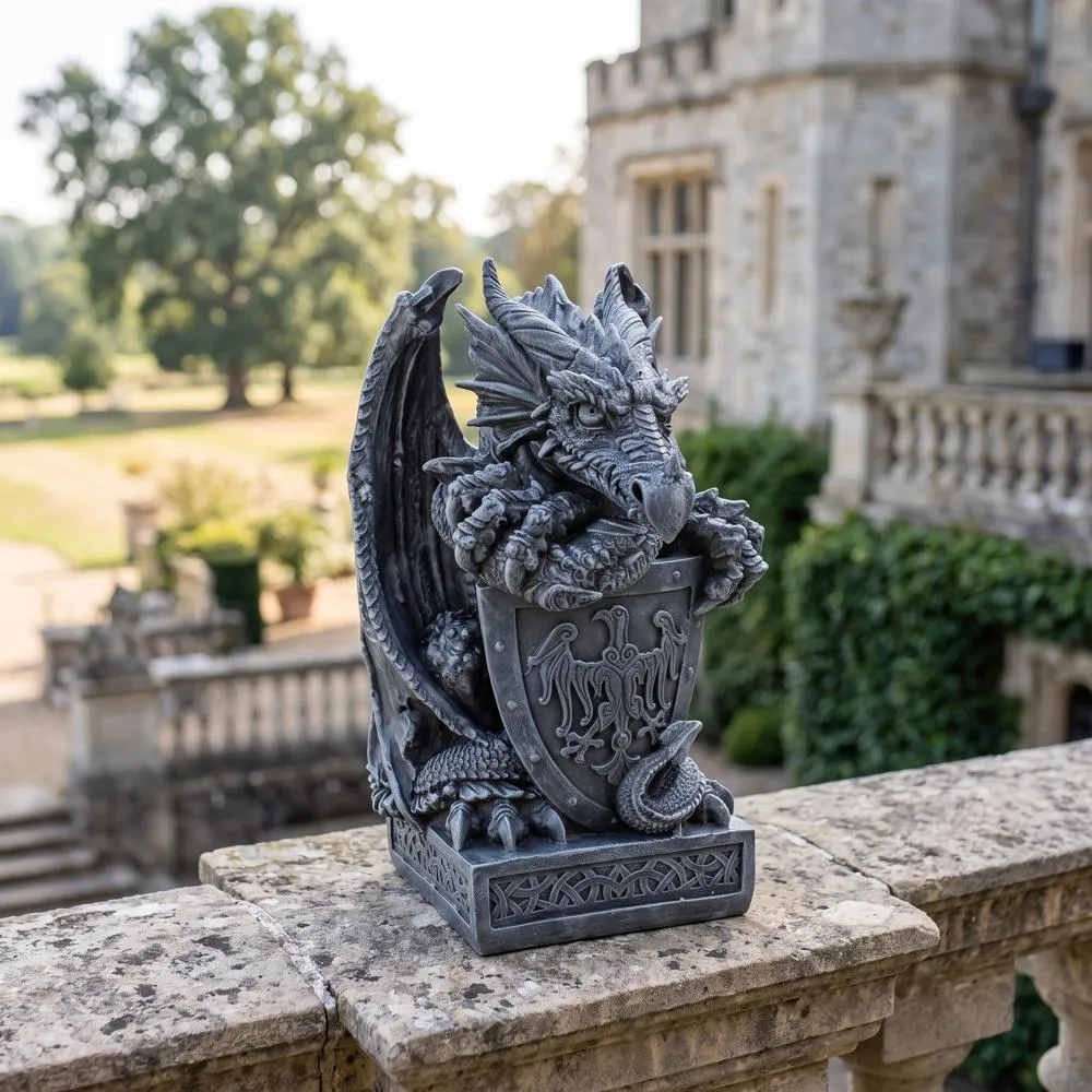 Shield the Arthurian Dragon Statue
