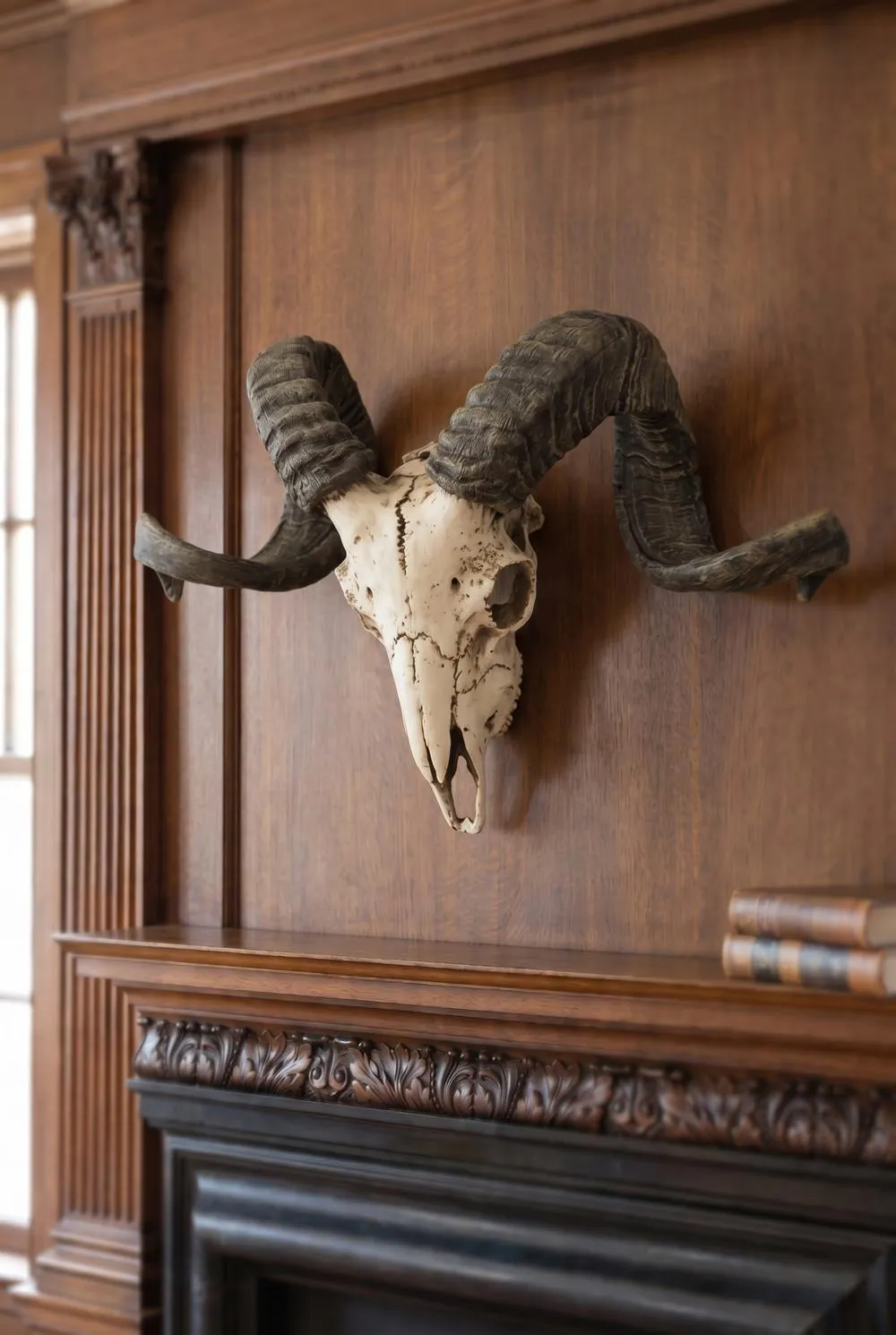 Corsican Ram Skull and Horns Trophy Wall Sculpture