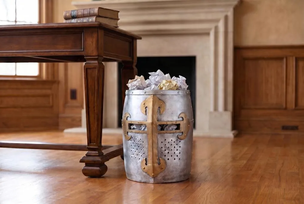 Crusader's Great Helm Gothic Trash Bin