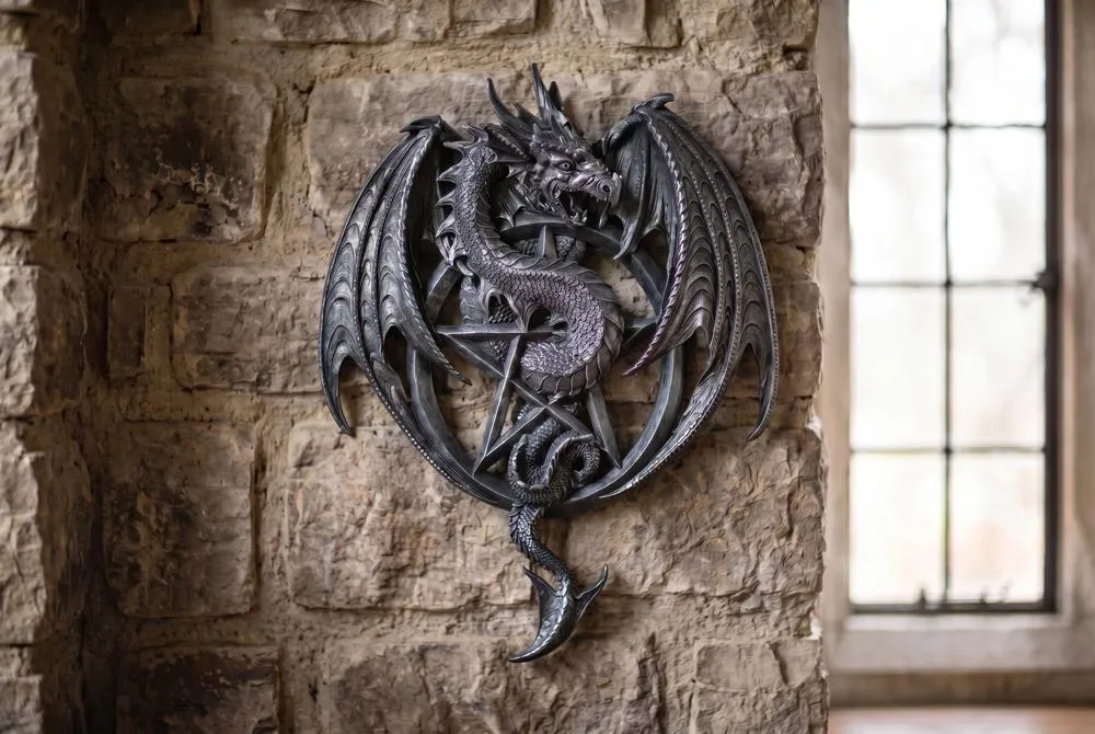 Dragon's Pentacle Gothic Wall Sculpture