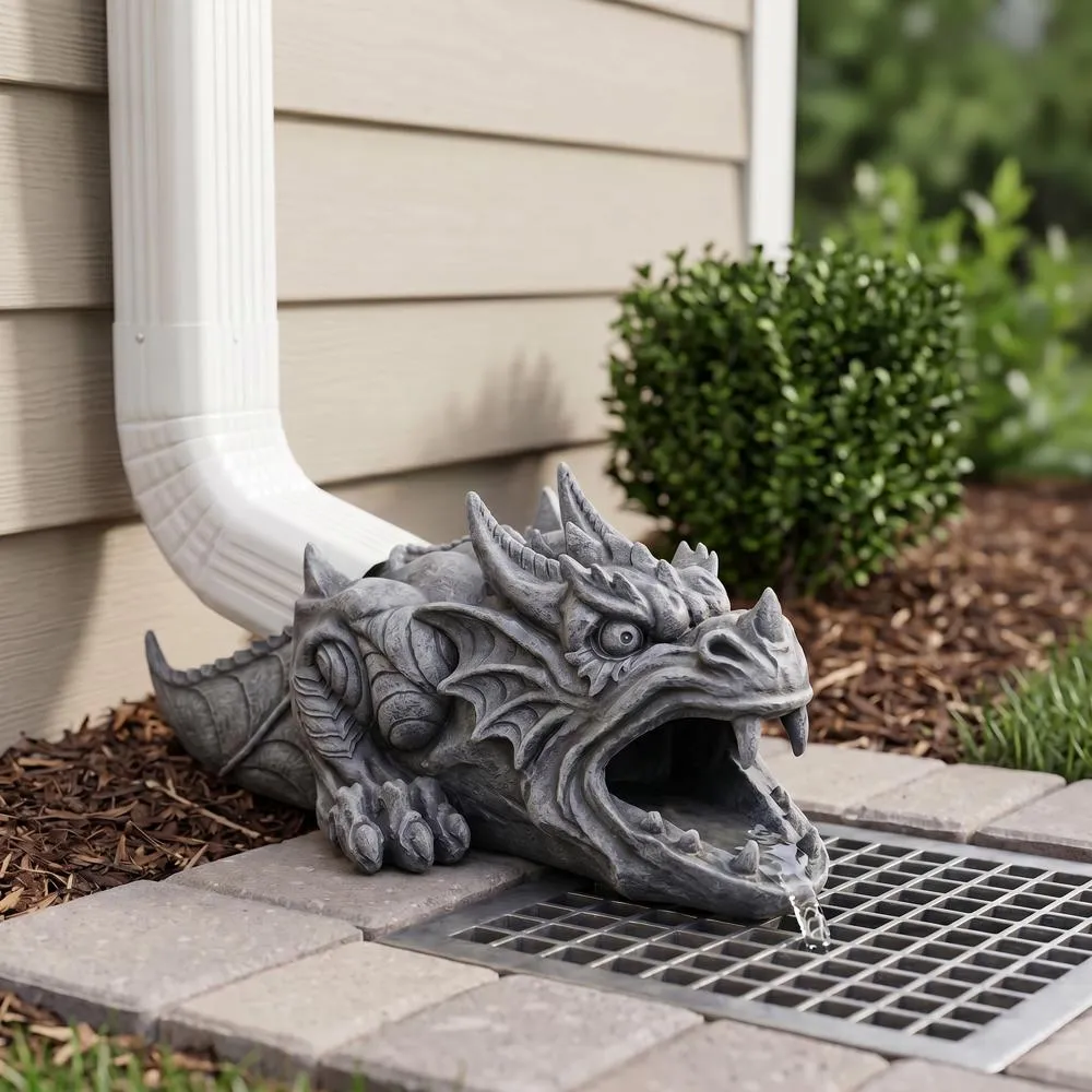 Ranier Sculptural Dragon Rainspout Splashblock