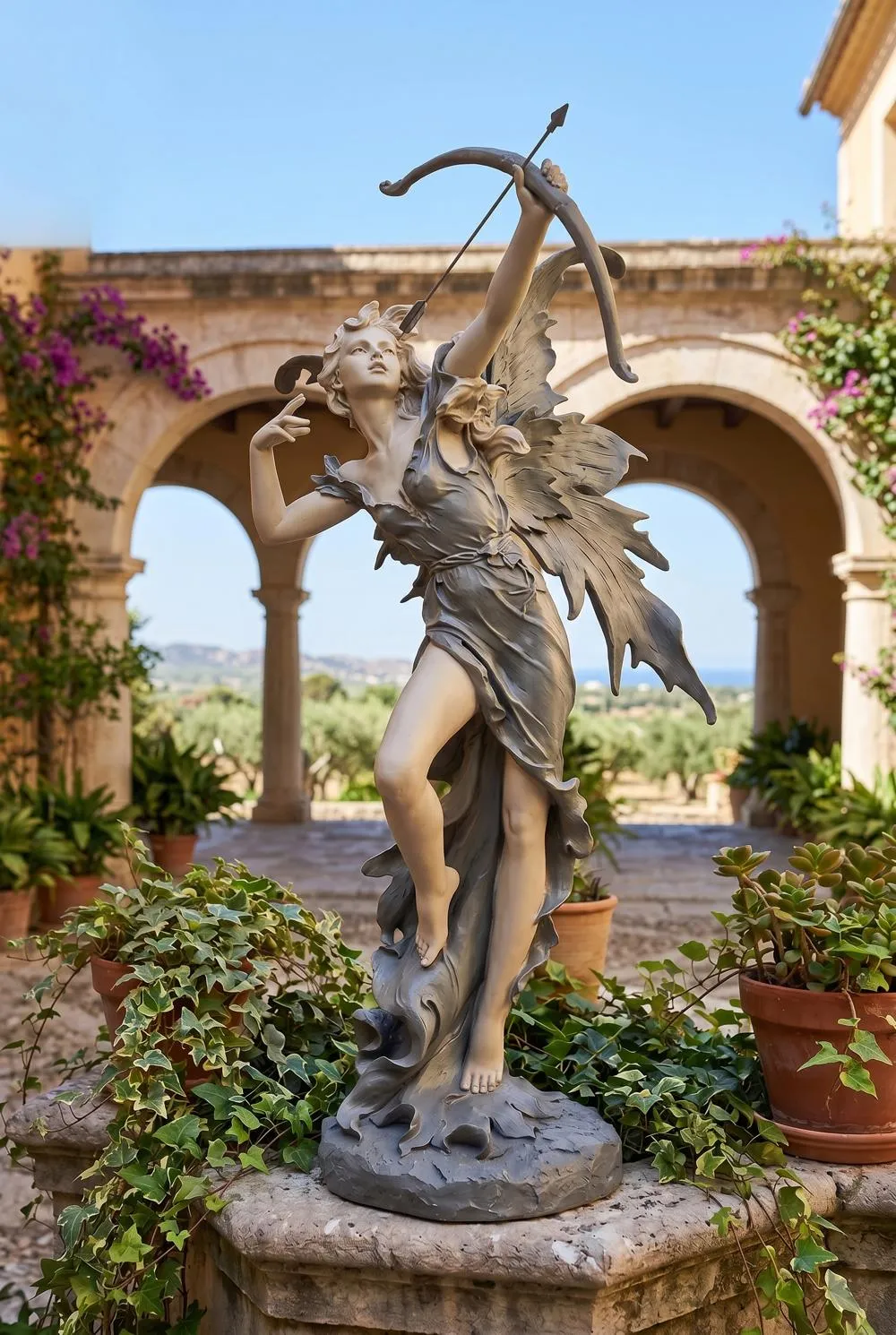 Rhiannon the Archer Garden Fairy Statue: Large