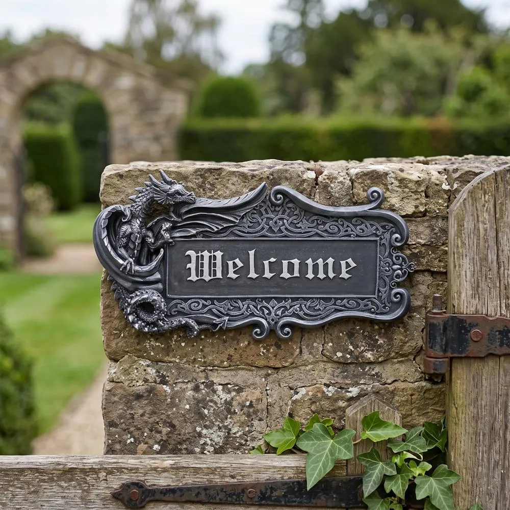 Dragon Welcome Sign Wall Plaque
