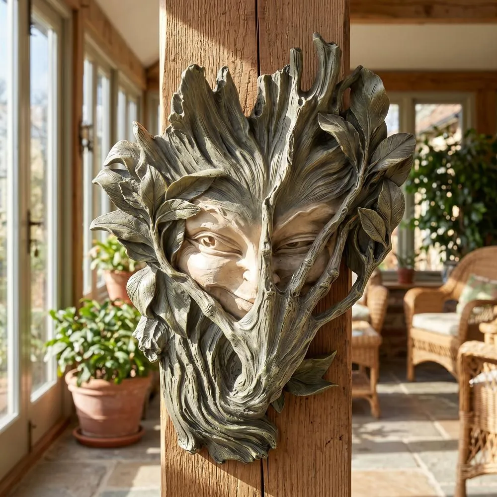 Bashful Wood Sprite Greenman Wall Sculpture