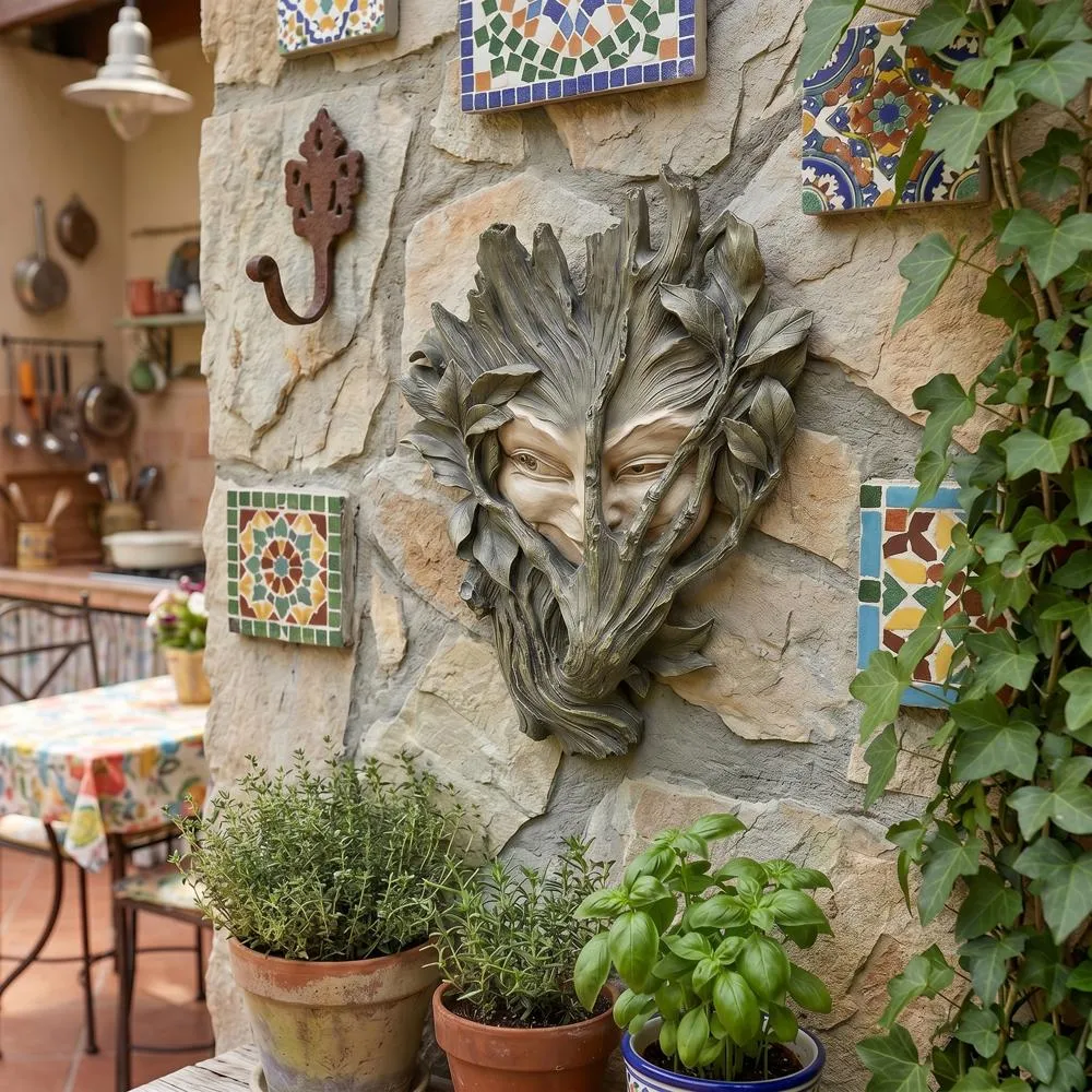 Bashful Wood Sprite Greenman Wall Sculpture