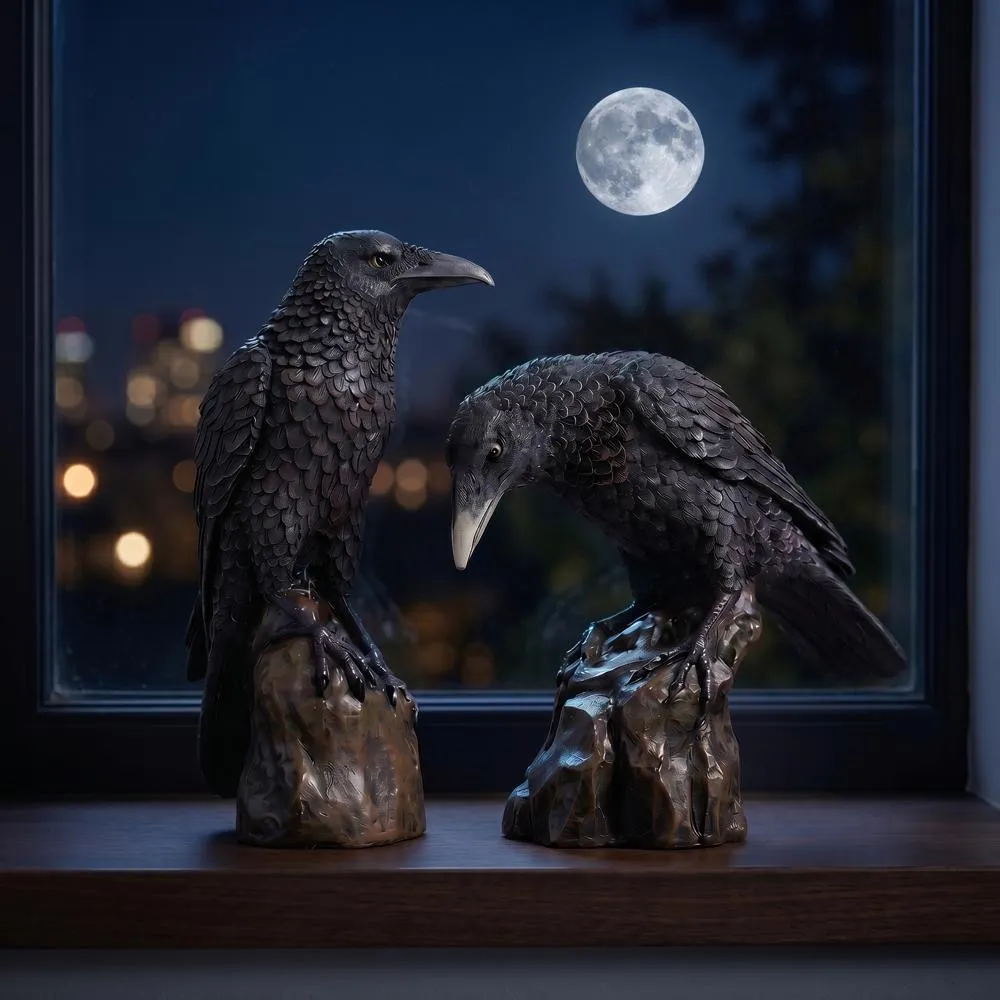Mystic Night Raven Statue Set