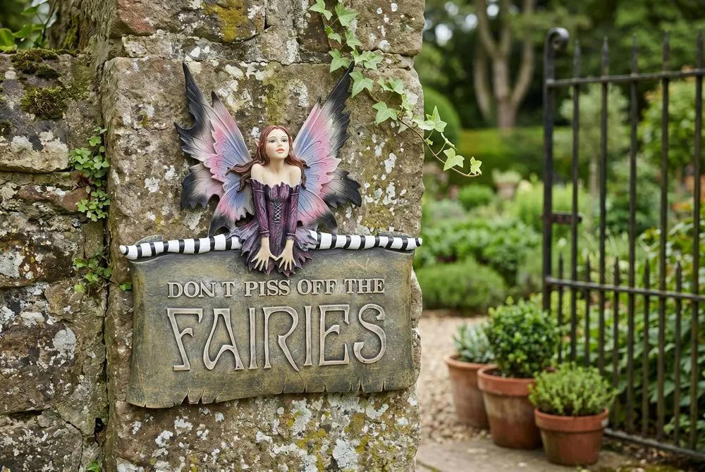 Don't Piss Off the Fairies Sign Wall Sculpture