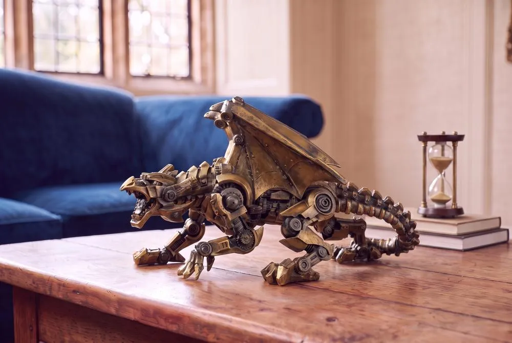 Steampunk Gothic Gear Dragon Statue