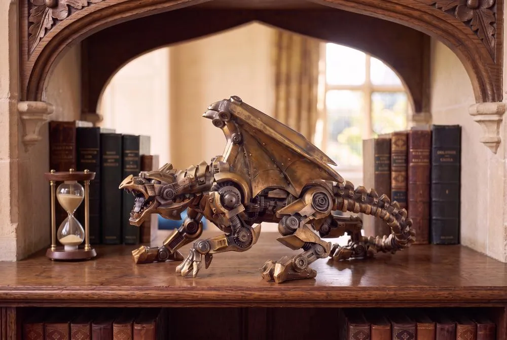Steampunk Gothic Gear Dragon Statue