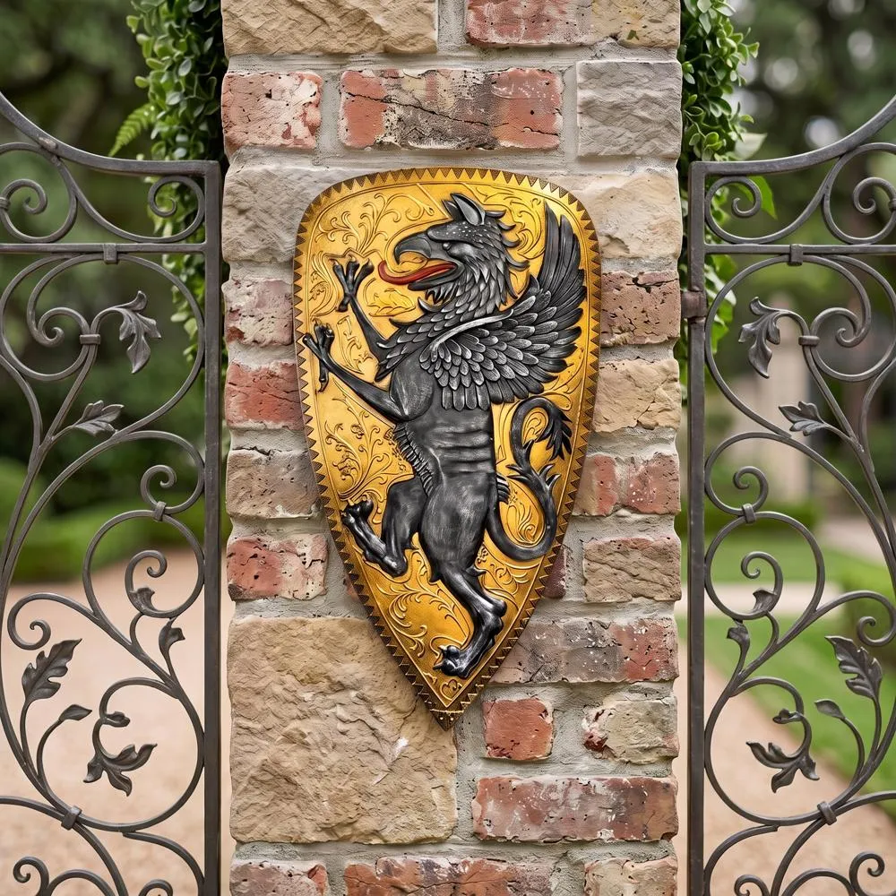 Villani Florence Gothic Griffin Shield Wall Sculpture