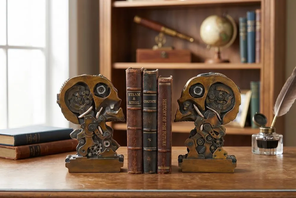 Cyborg Skeleton Bookend Statue