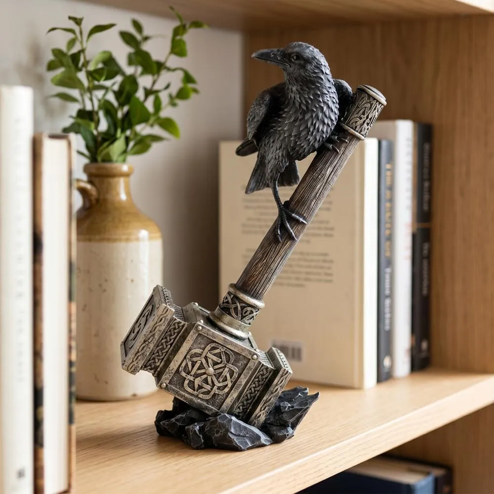 Raven Guardian of Thor's Thunder Hammer Statue
