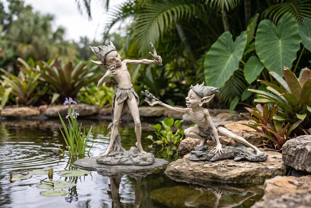 Sling & Stretch Pixie Garden Statues: Set of Two