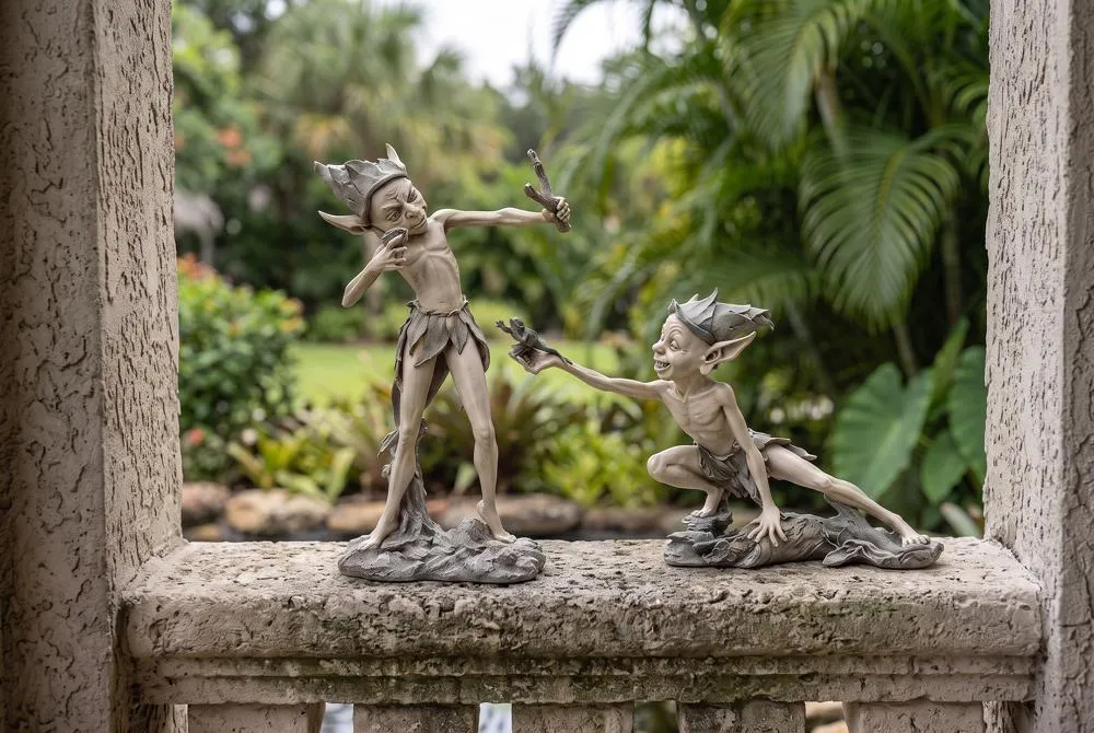 Sling & Stretch Pixie Garden Statues: Set of Two