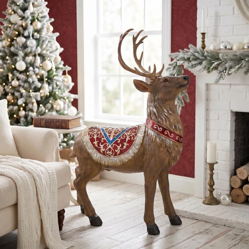 Santa's North Pole Illuminated Reindeer Holiday Statue