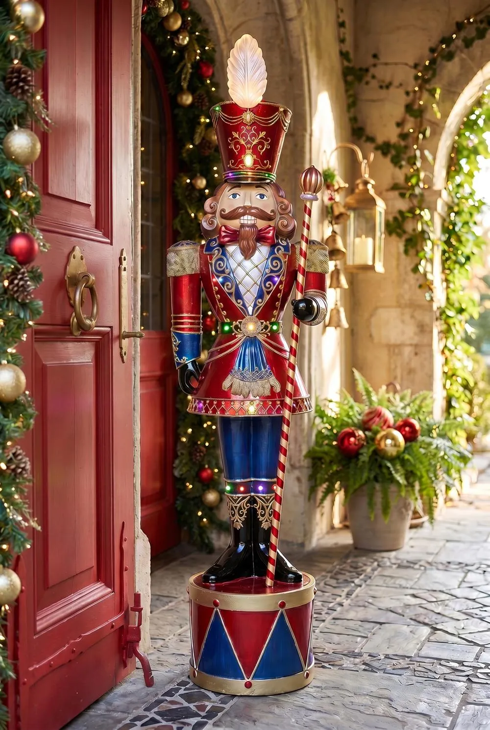 Illuminated Bavarian Style Holiday Nutcracker Statue