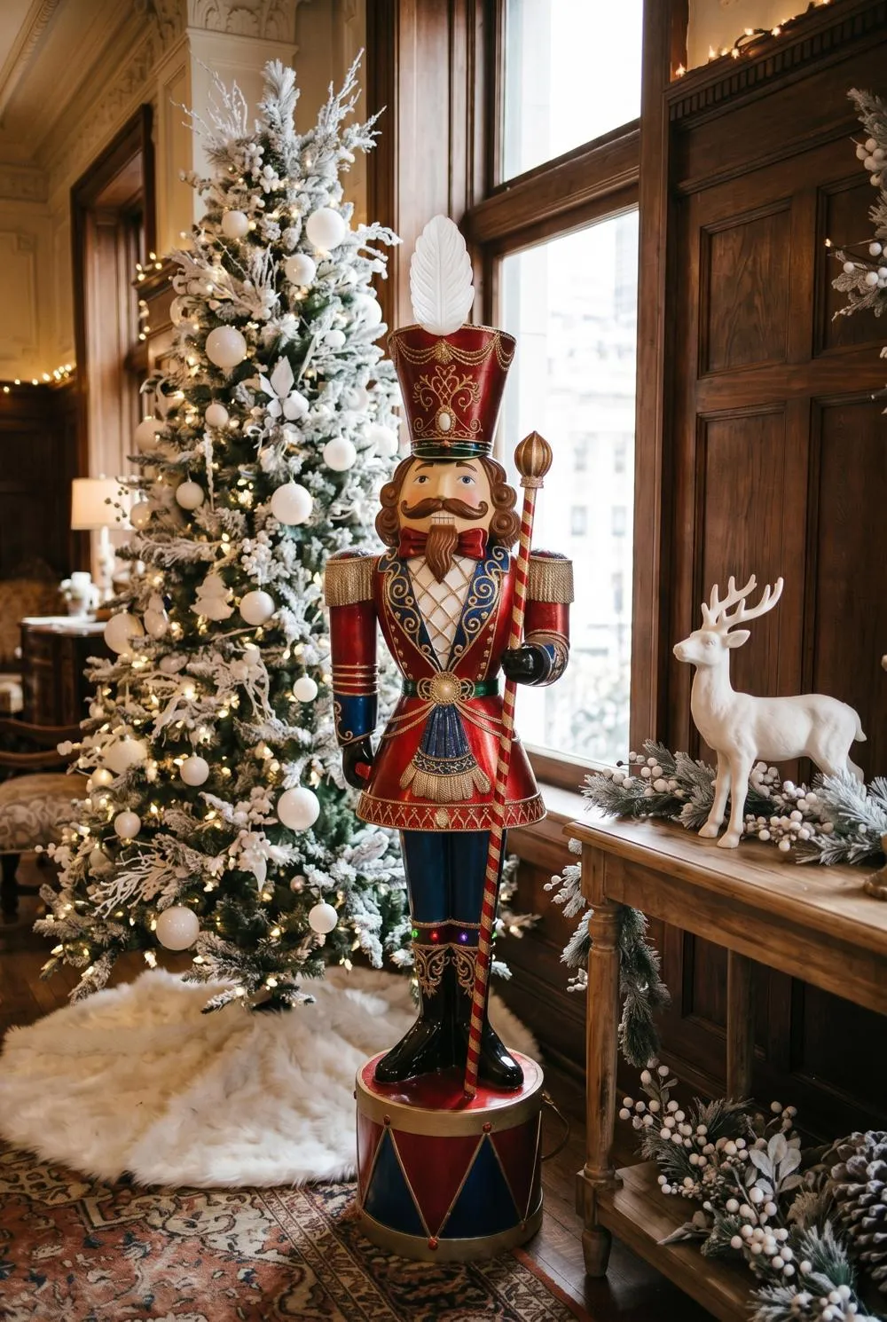 Illuminated Bavarian Style Holiday Nutcracker Statue