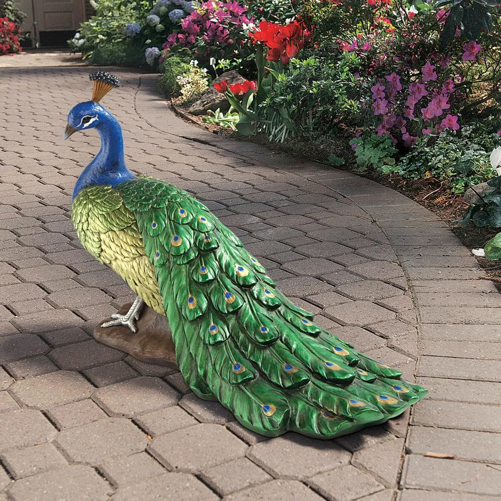 The Regal Peacock Garden Statue: Large
