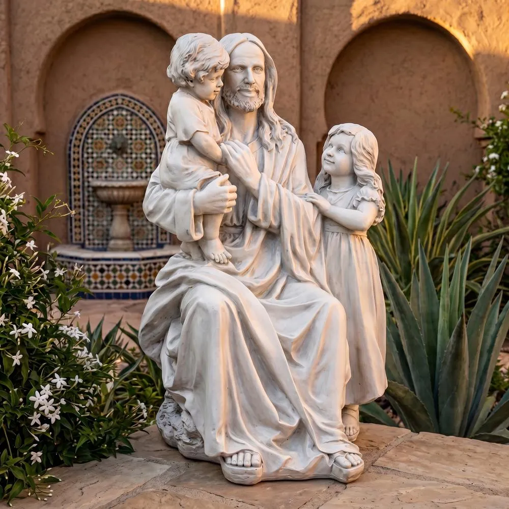 Jesus Loves the Little Children Garden Statue