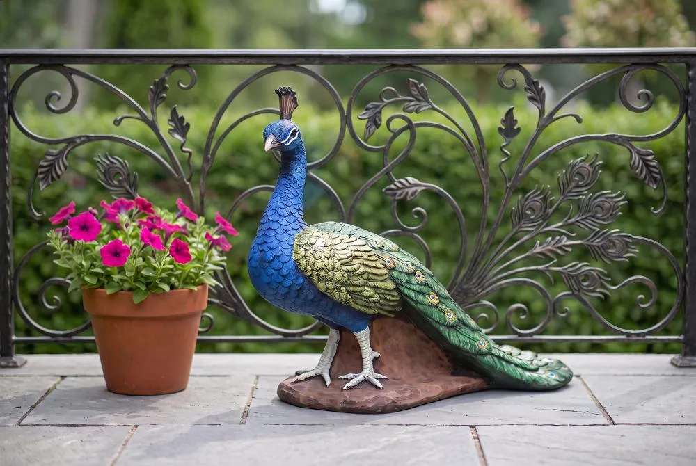 The Regal Peacock Garden Statue: Medium