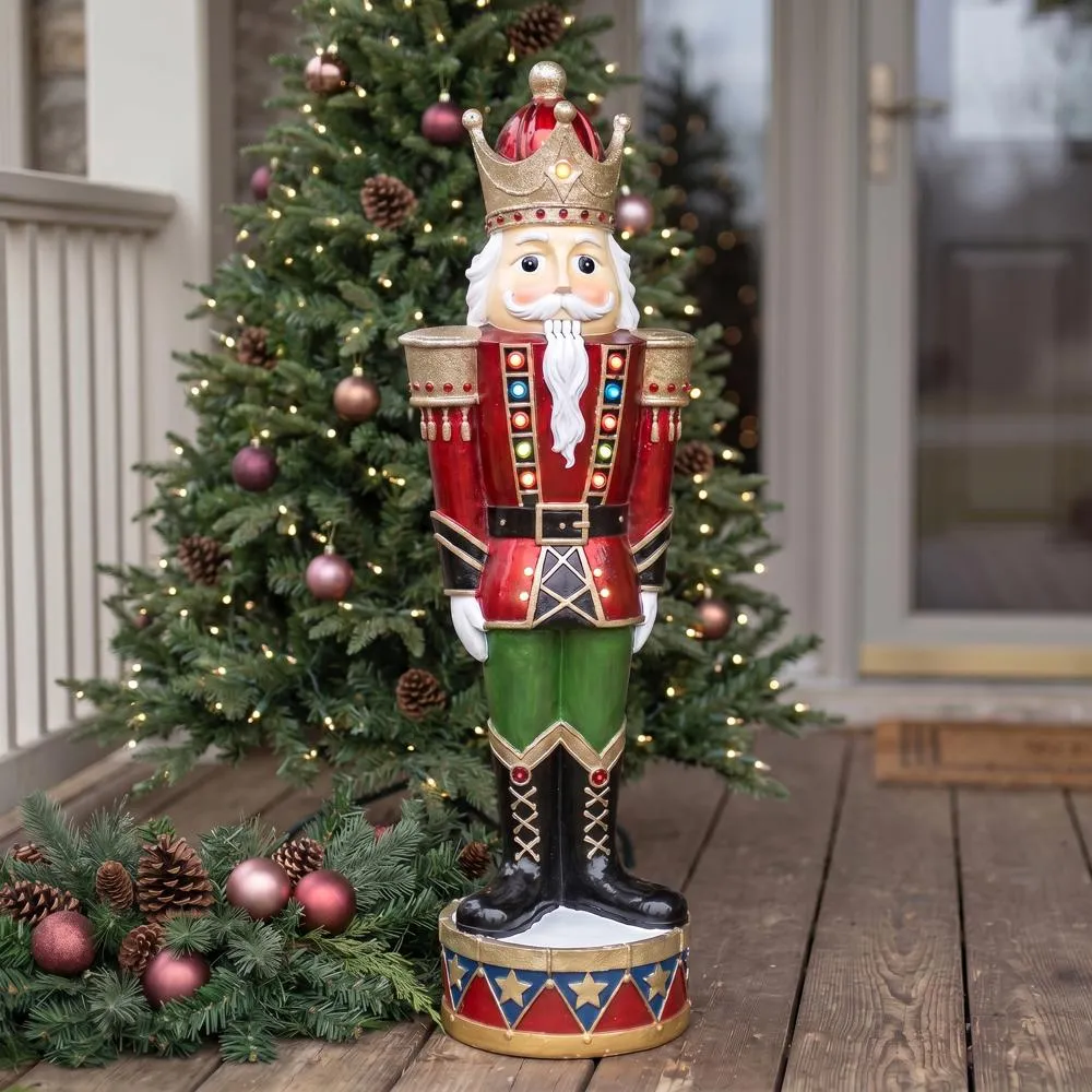 Illuminated Bavarian-Style Holiday Nutcracker Statue