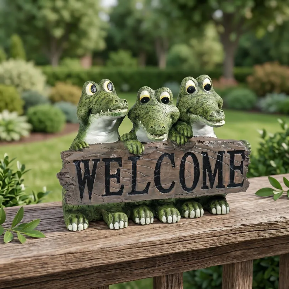 Ragin' Cajun Crocodile Welcome Sign Statue