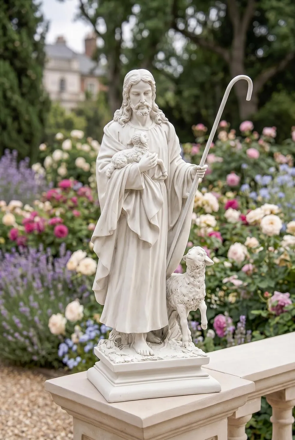 Jesus the Good Shepherd Garden Statue: Large