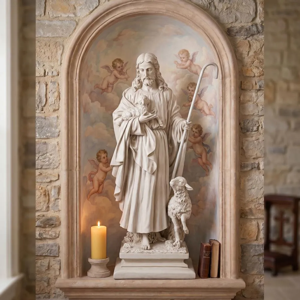 Jesus the Good Shepherd Garden Statue: Large
