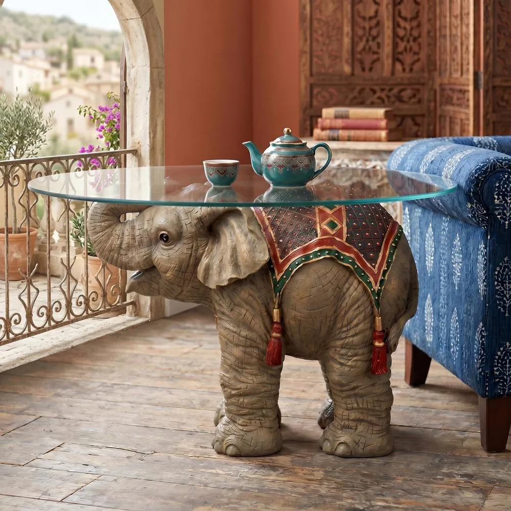 Jaipur Elephant Festival Glass-Topped Cocktail Table