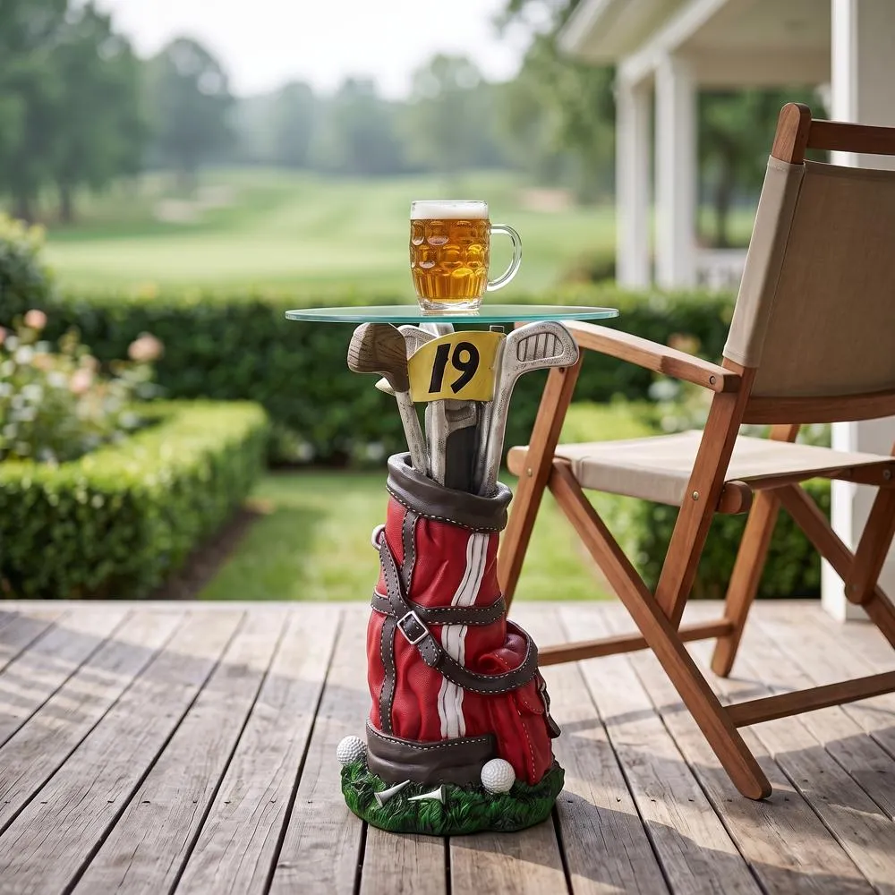 On Par Golf Bag Sculptural Glass-Topped Table