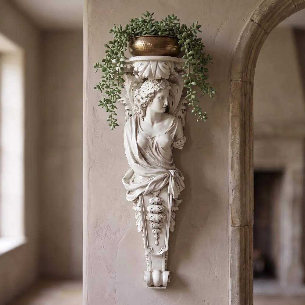 French Baroque Caryatid Facing Right Wall Sculpture