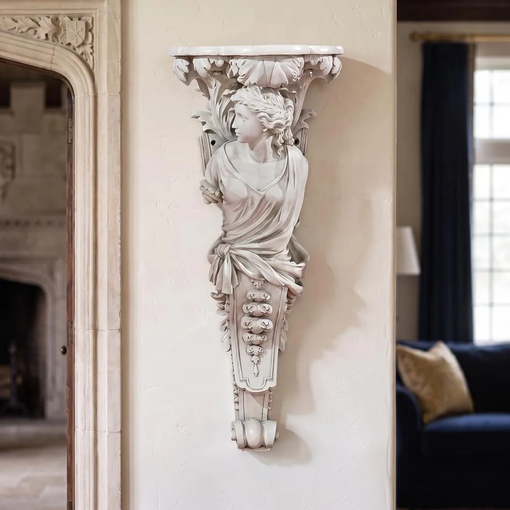 French Baroque Caryatid Facing Left Wall Sculpture