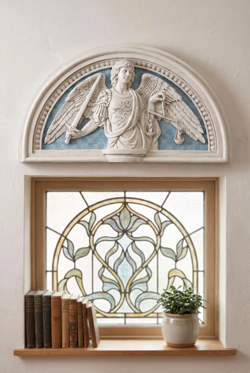 Saint Michael the Prince of Light Lunette Wall Sculpture