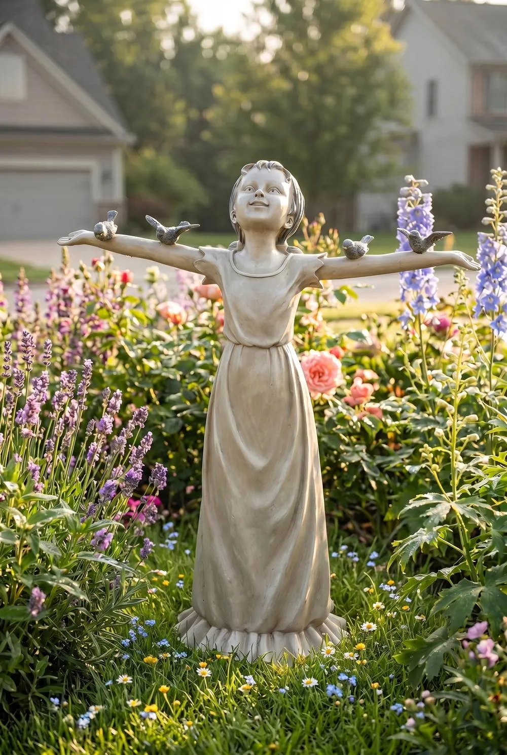 Basking in God's Glory Little Girl Statue: Large
