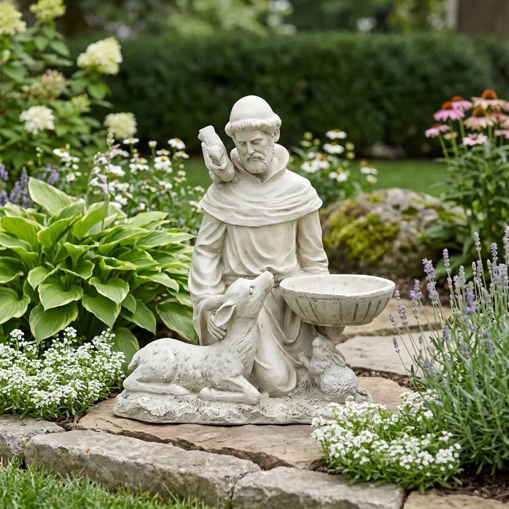 Saint Francis Feeds the Animals Garden Statue