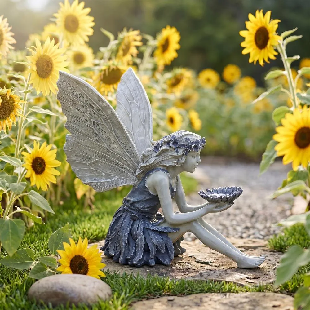 The Sunflower Fairy Bird Feeder Statue
