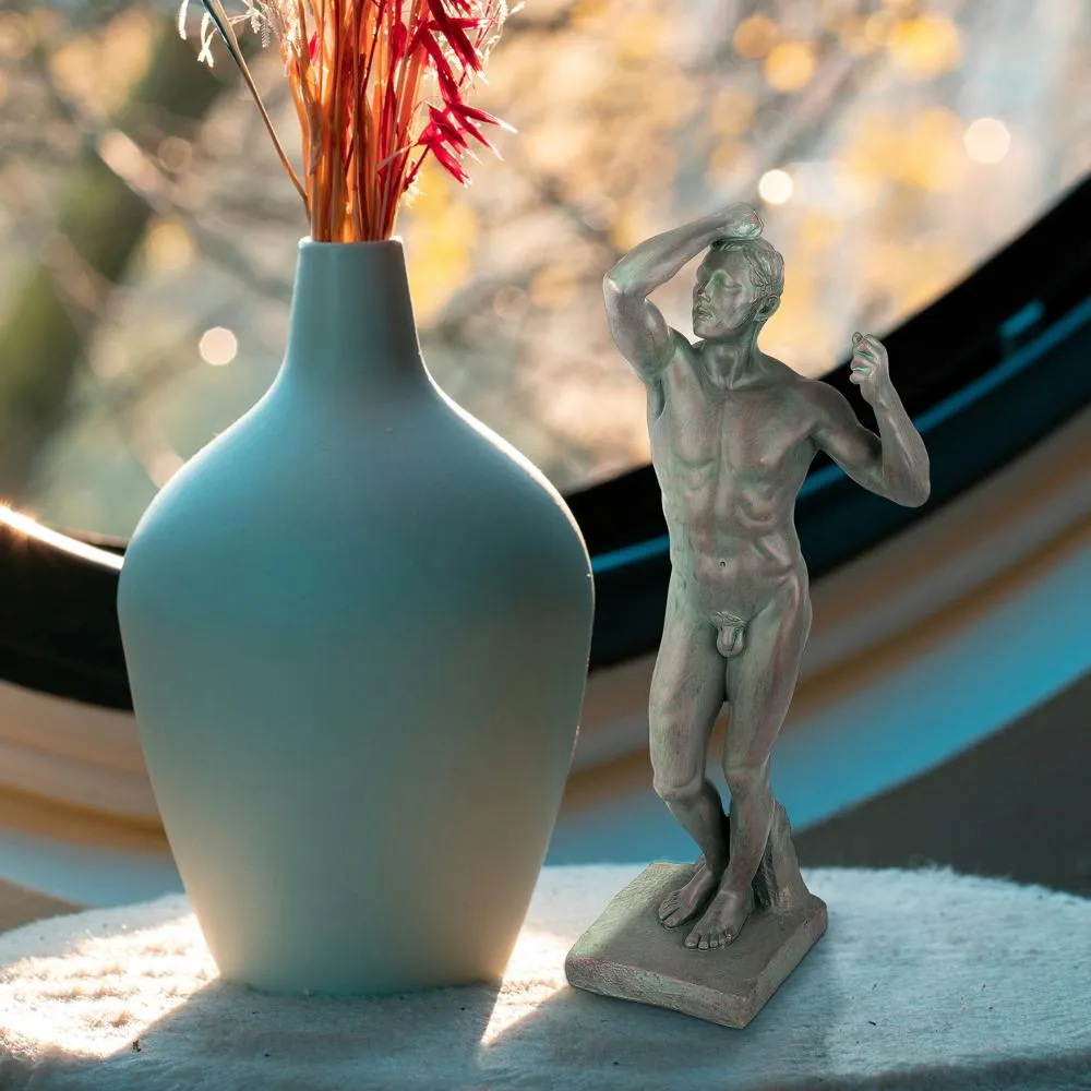 The Bronze Age Nude Male Statue (1877): Faux Bronze Verdigris